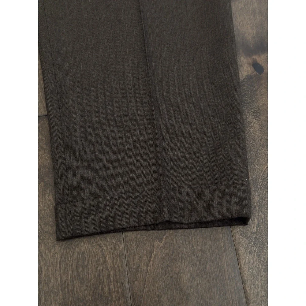 Jos A Bank Executive Collection 40X30 Brown 100% Wool Pleated Dress Pants Cuffed